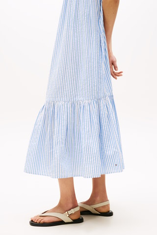 Robe trapèze en coton biologique - Ciel et blanc