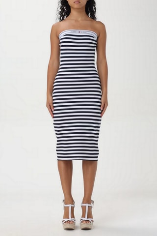 Robe bustier - Blanc et bleu marine