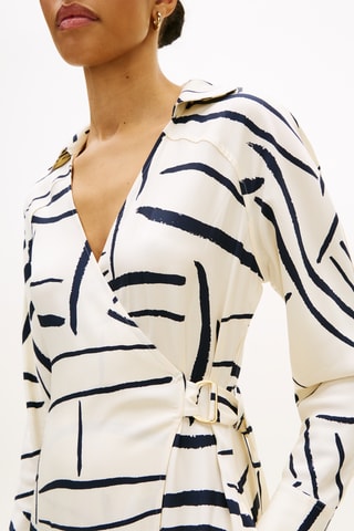 Robe portefeuille relaxed - Blanc et noir