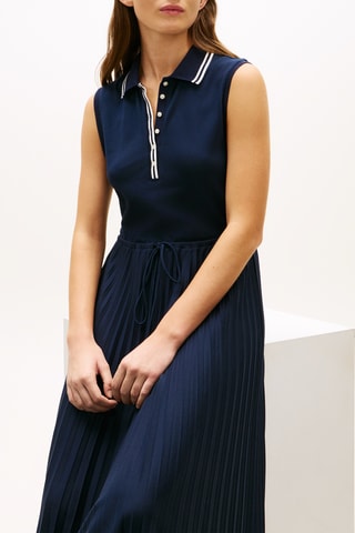 Robe plissée - Bleu marine