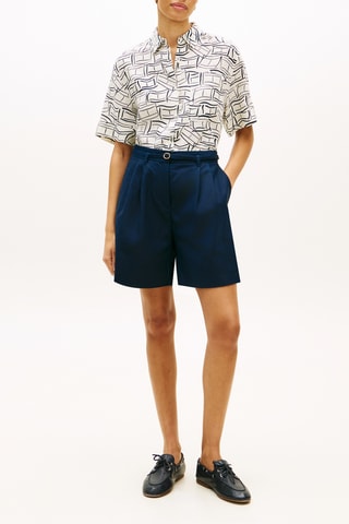 Chemisier relaxed en lin - Blanc et bleu marine