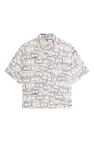 Chemisier relaxed en lin - Blanc et bleu marine