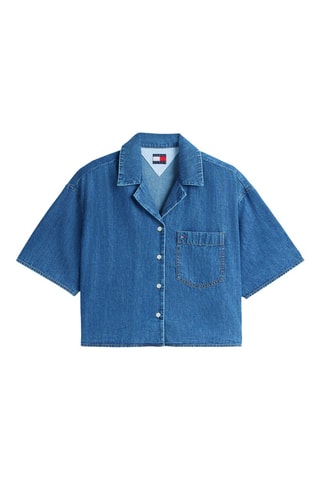 Chemisier relaxed court en jean - Bleu