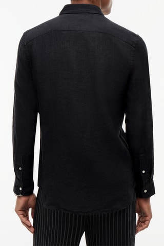 Chemise regular en lin - Noir
