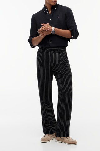 Chemise regular en lin - Noir