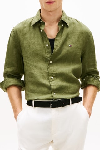 Chemise regular en lin - Kaki