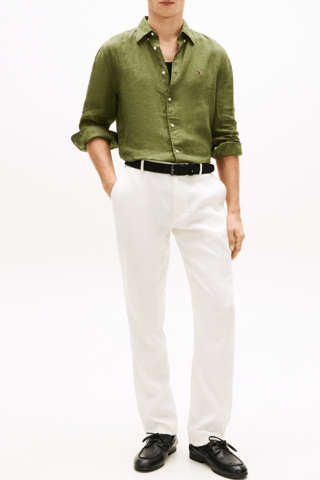 Chemise regular en lin - Kaki