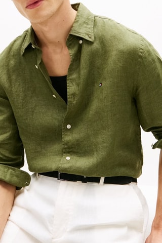 Chemise regular en lin - Kaki
