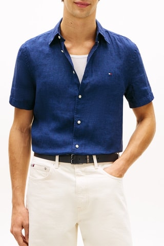 Chemise regular en lin - Bleu marine