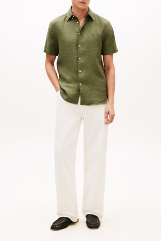 Chemise regular en lin - Kaki