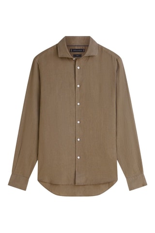 Chemise slim en lin - Kaki