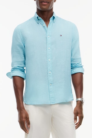 Chemise regular en lin - Turquoise