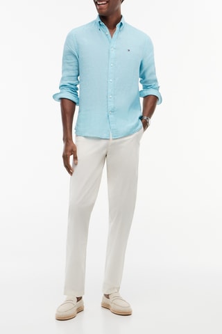Chemise regular en lin - Turquoise