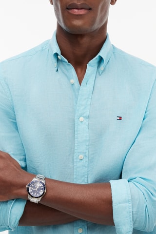 Chemise regular en lin - Turquoise