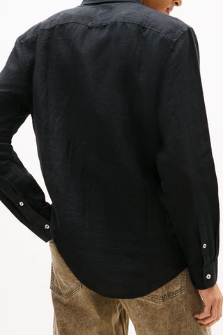 Chemise regular en lin - Noir