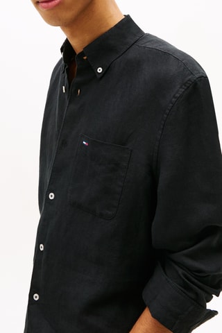 Chemise regular en lin - Noir