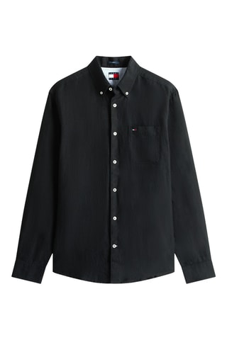 Chemise regular en lin - Noir