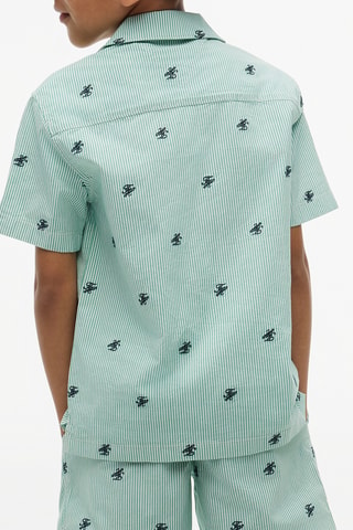Chemise en coton biologique - Vert clair et blanc