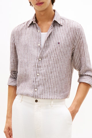 Chemise regular en lin - Marron