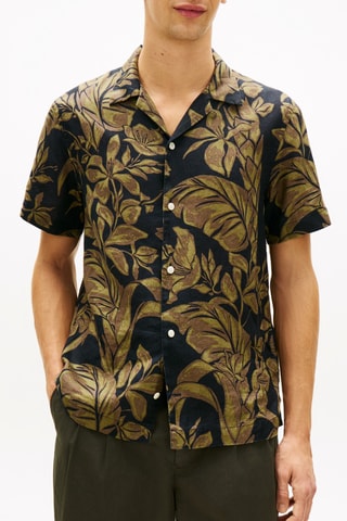 Chemise regular en lin - Bleu nuit
