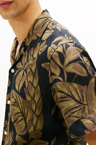 Chemise regular en lin - Bleu nuit