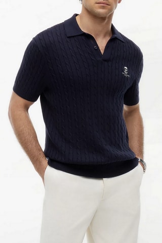 Polo regular en coton biologique - Bleu marine