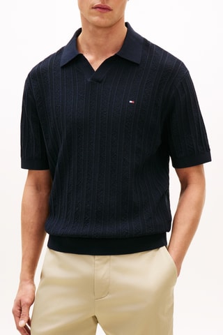Polo relaxed en coton biologique - Bleu nuit