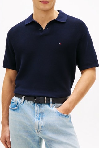 Polo relaxed en coton biologique - Bleu marine