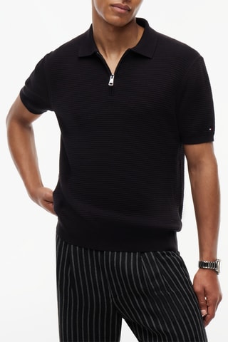 Polo regular en coton biologique - Noir