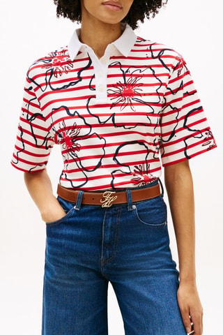 Polo relaxed - Blanc et rouge
