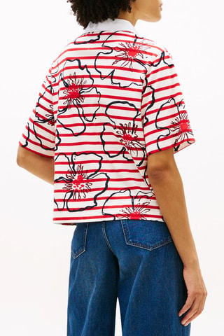 Polo relaxed - Blanc et rouge