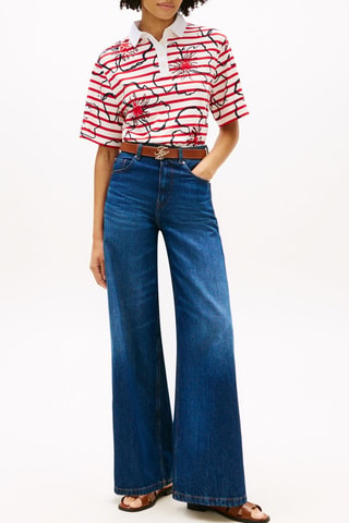 Polo relaxed - Blanc et rouge