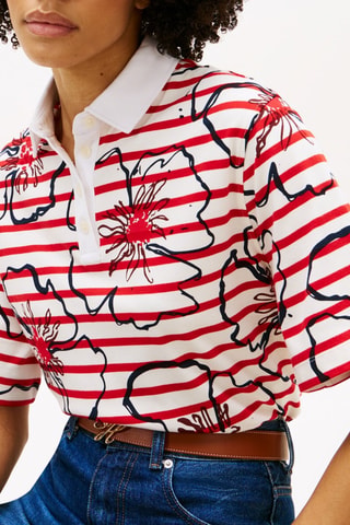 Polo relaxed - Blanc et rouge