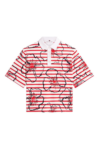 Polo relaxed - Blanc et rouge