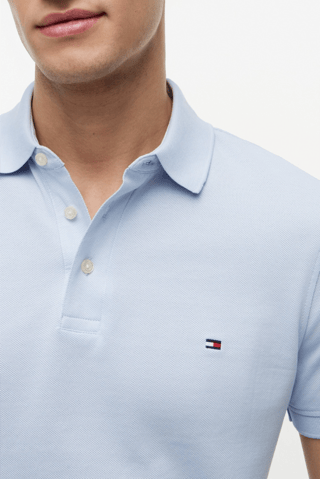 Polo slim en coton biologique - Ciel