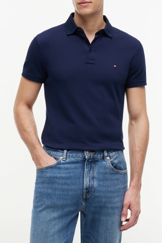 Polo slim en coton biologique - Bleu marine