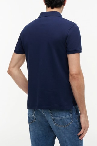 Polo slim en coton biologique - Bleu marine