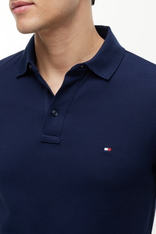 Polo slim en coton biologique - Bleu marine