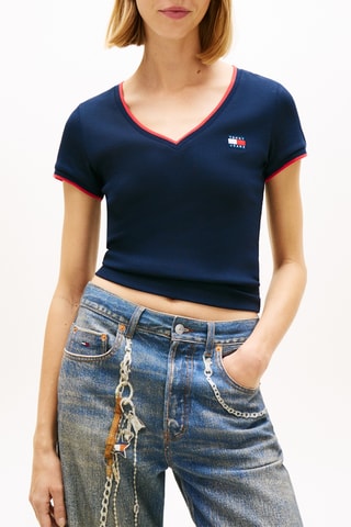 T-shirt slim cropped - Bleu marine