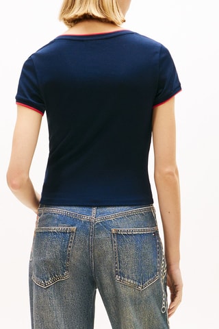 T-shirt slim cropped - Bleu marine