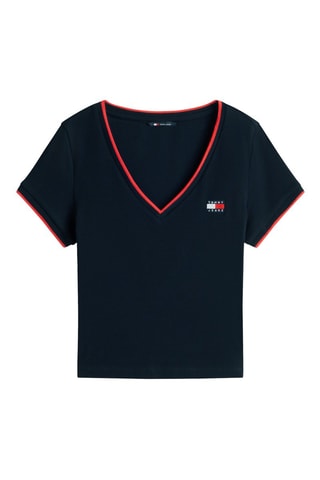 T-shirt slim cropped - Bleu marine