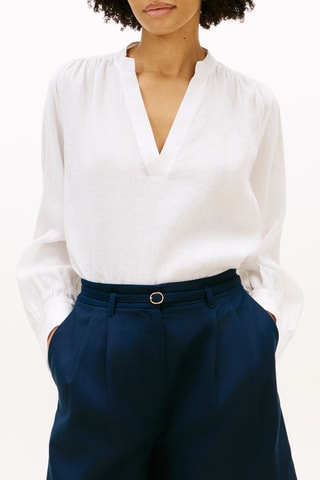 Blouse relaxed en lin - Blanc