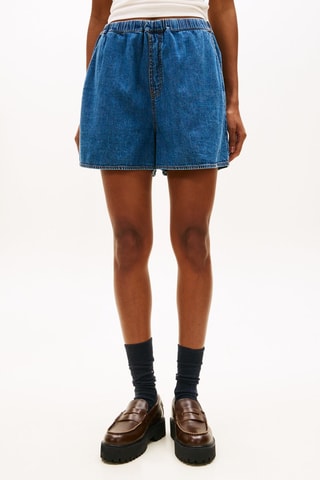 Short loose taille haute en jean - Bleu