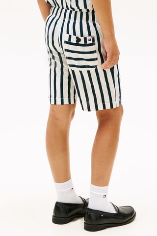 Short relaxed en lin - Bleu marine et blanc