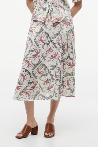 Jupe midi en lin - Beige
