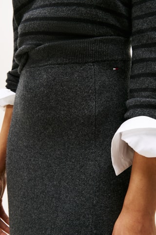 Jupe midi en laine - Gris foncé chiné
