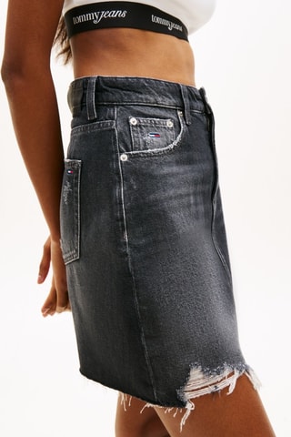 Jupe droite en jean taille haute - Noir