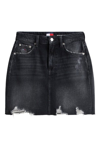 Jupe droite en jean taille haute - Noir