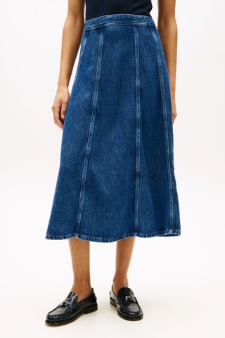 Jupe midi en jean taille haute - Bleu foncé