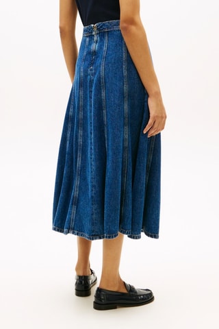 Jupe midi en jean taille haute - Bleu foncé
